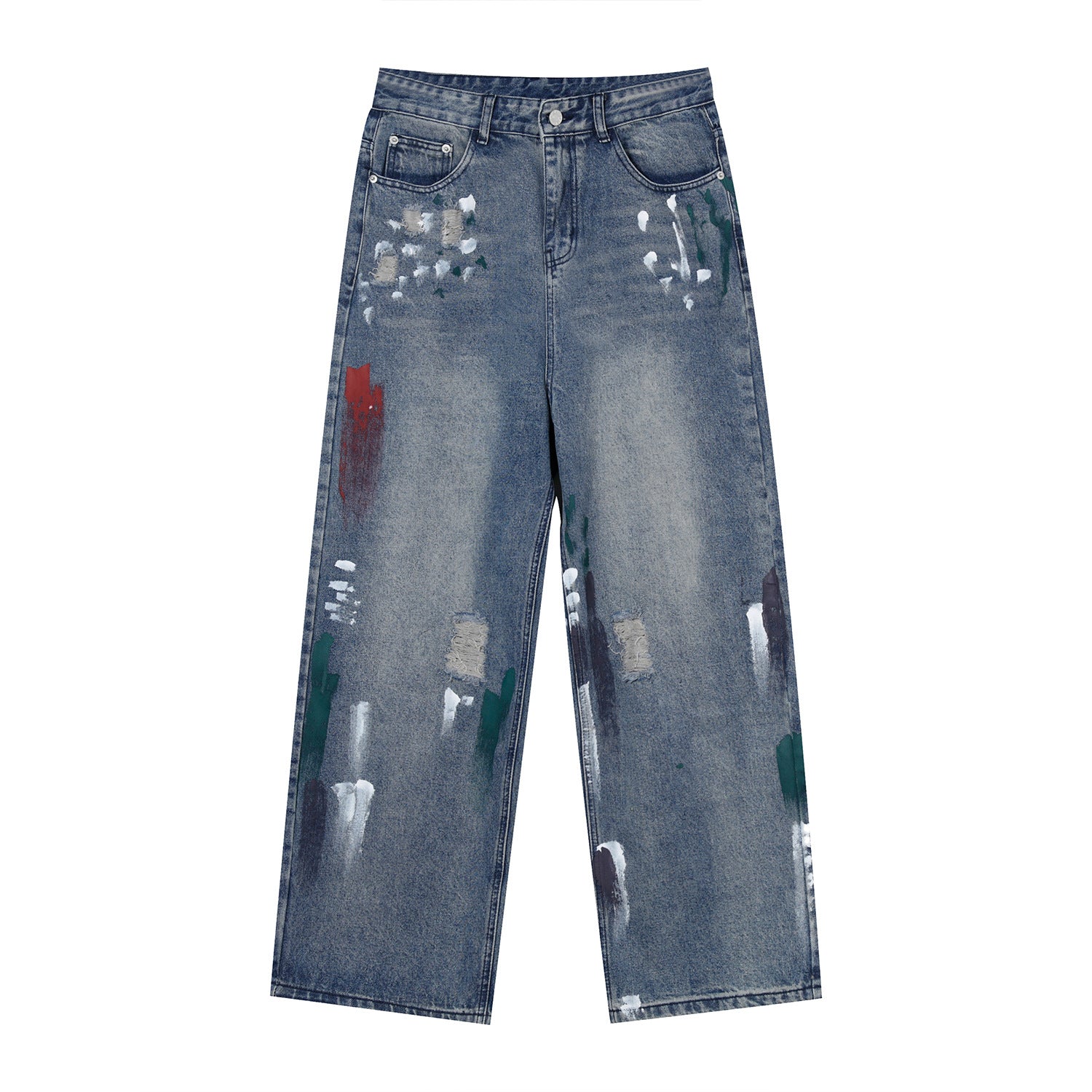 Washed Distressed Wide-Leg Jeans OutfitFlow