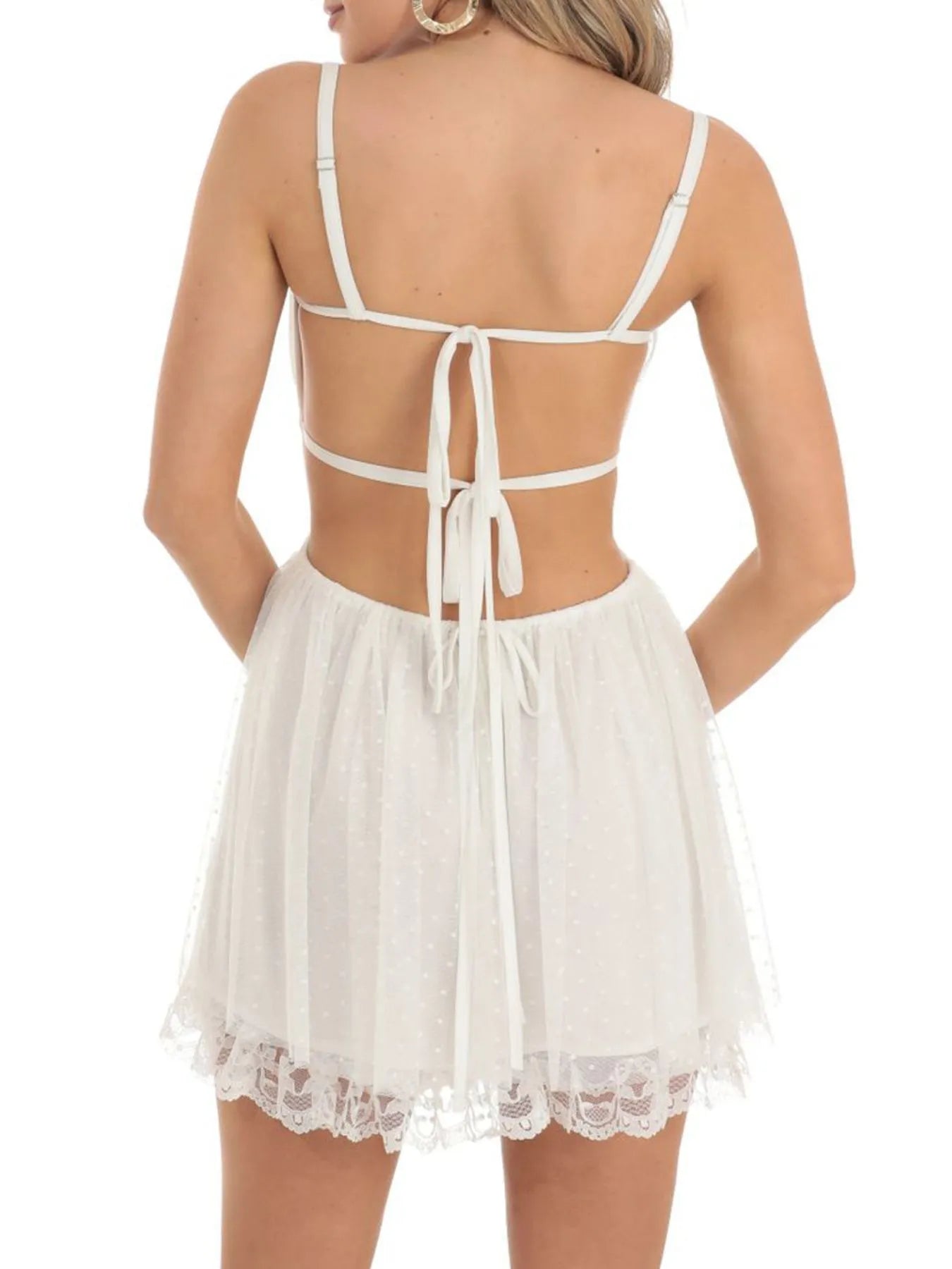 Lace Backless Mini Cami Dress OutfitFlow