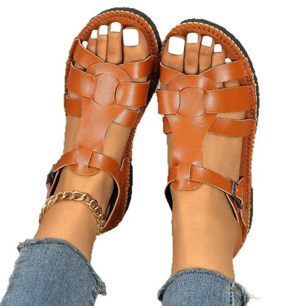 Open Toe Flats Sandals Terracotta OutfitFlow