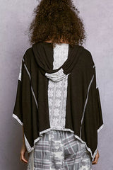 POL Short Sleeve Hoodie Top with Lace Detail OutfitFlow