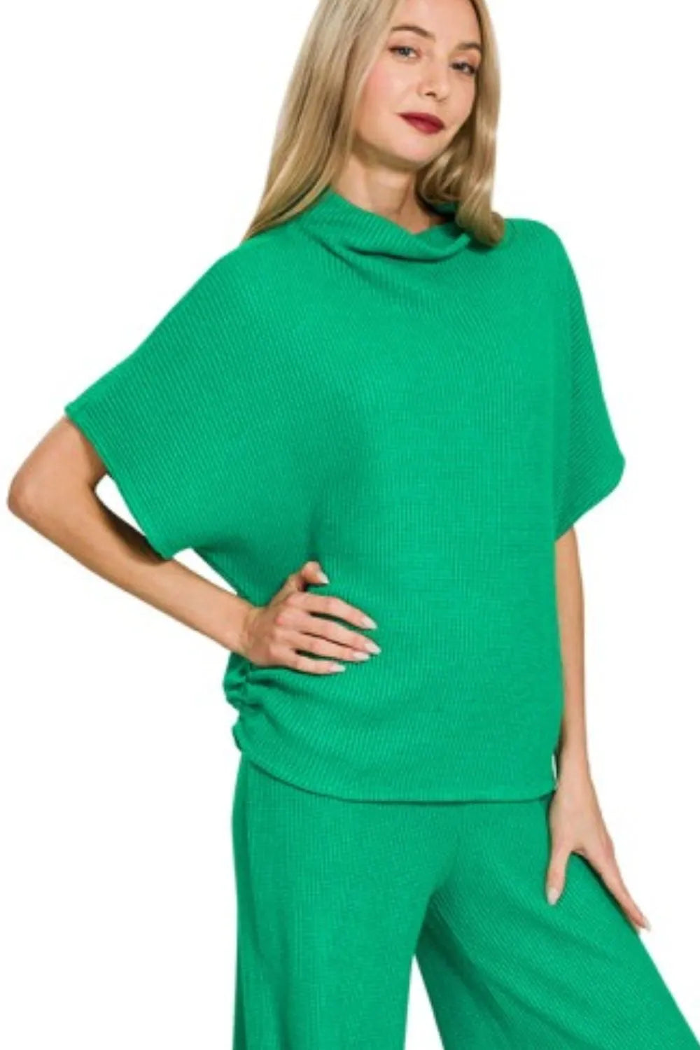Zenana Sweater Mock Neck Top & Long Pants Set OutfitFlow