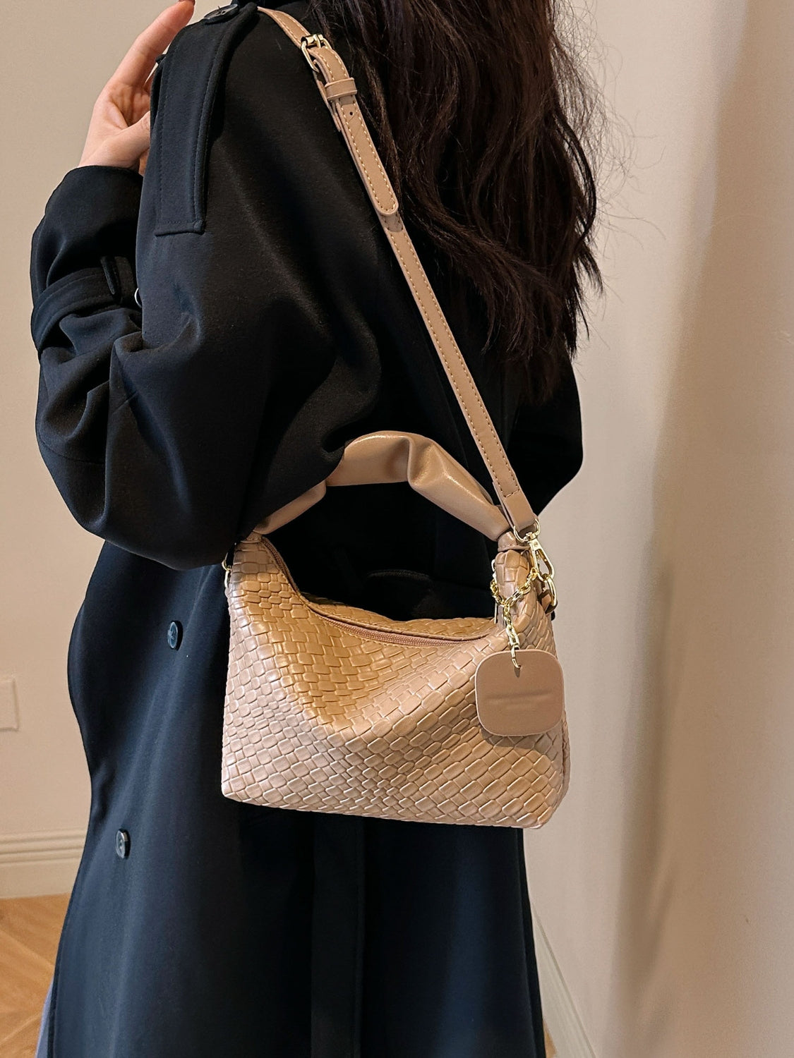 Outfit Flow - PU Leather Woven Crossbody Bag