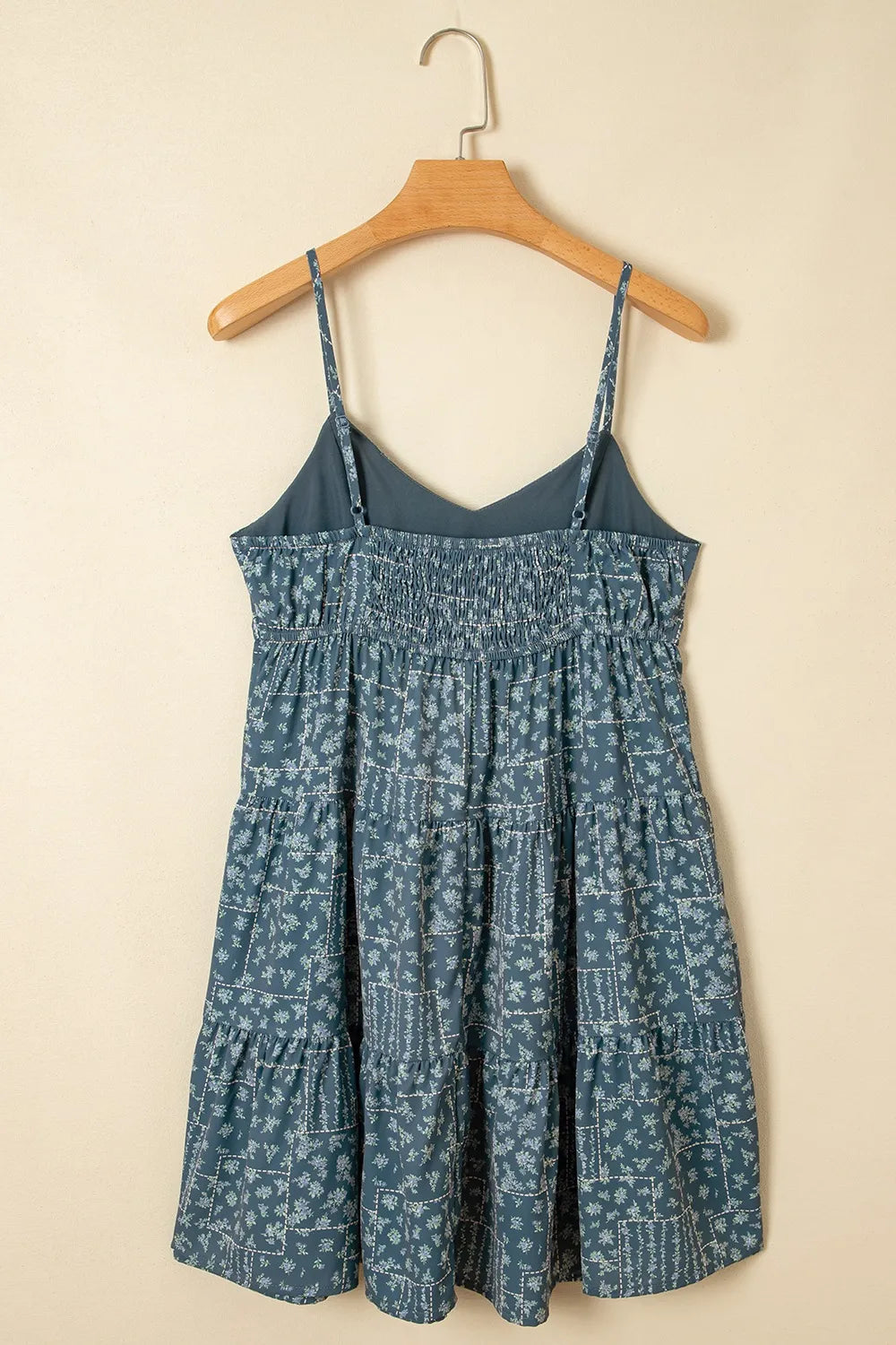 Spaghetti Straps Floral Print Knot Detail High Waist Flared Dress OutfitFlow