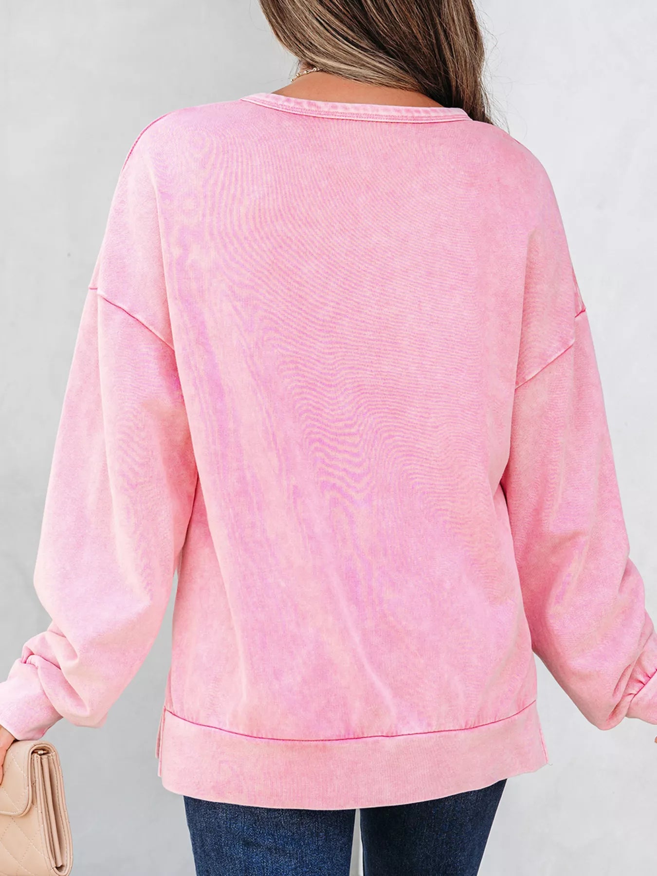 Mineral Wash Bow Patchwork Sweatshirt OutfitFlow
