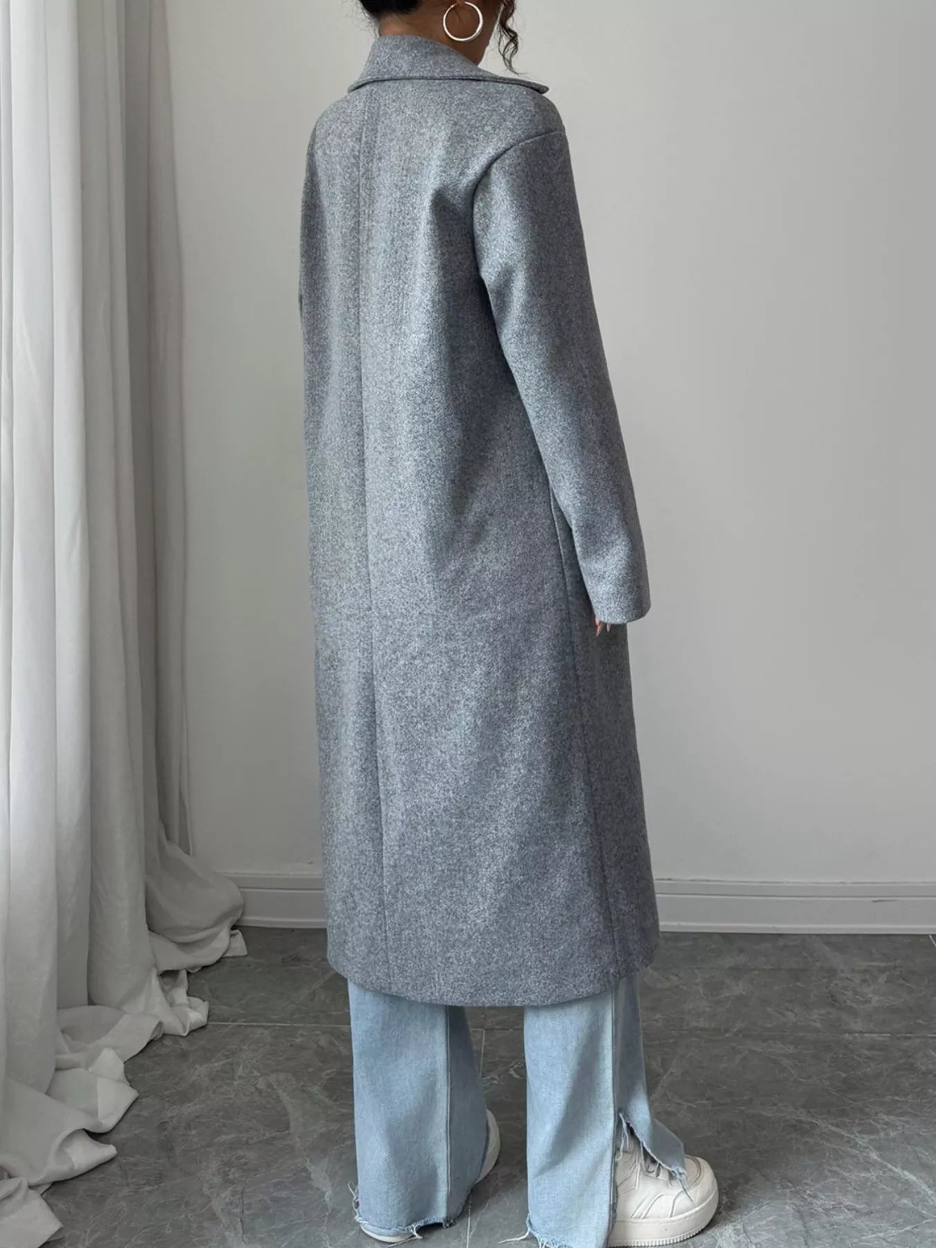 Double-Breasted Longline Coat Trendsi