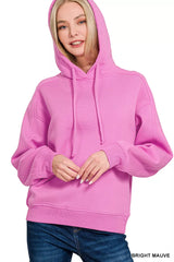 Zenana Drawstring Relaxed Fit Fleece Hoodie OutfitFlow