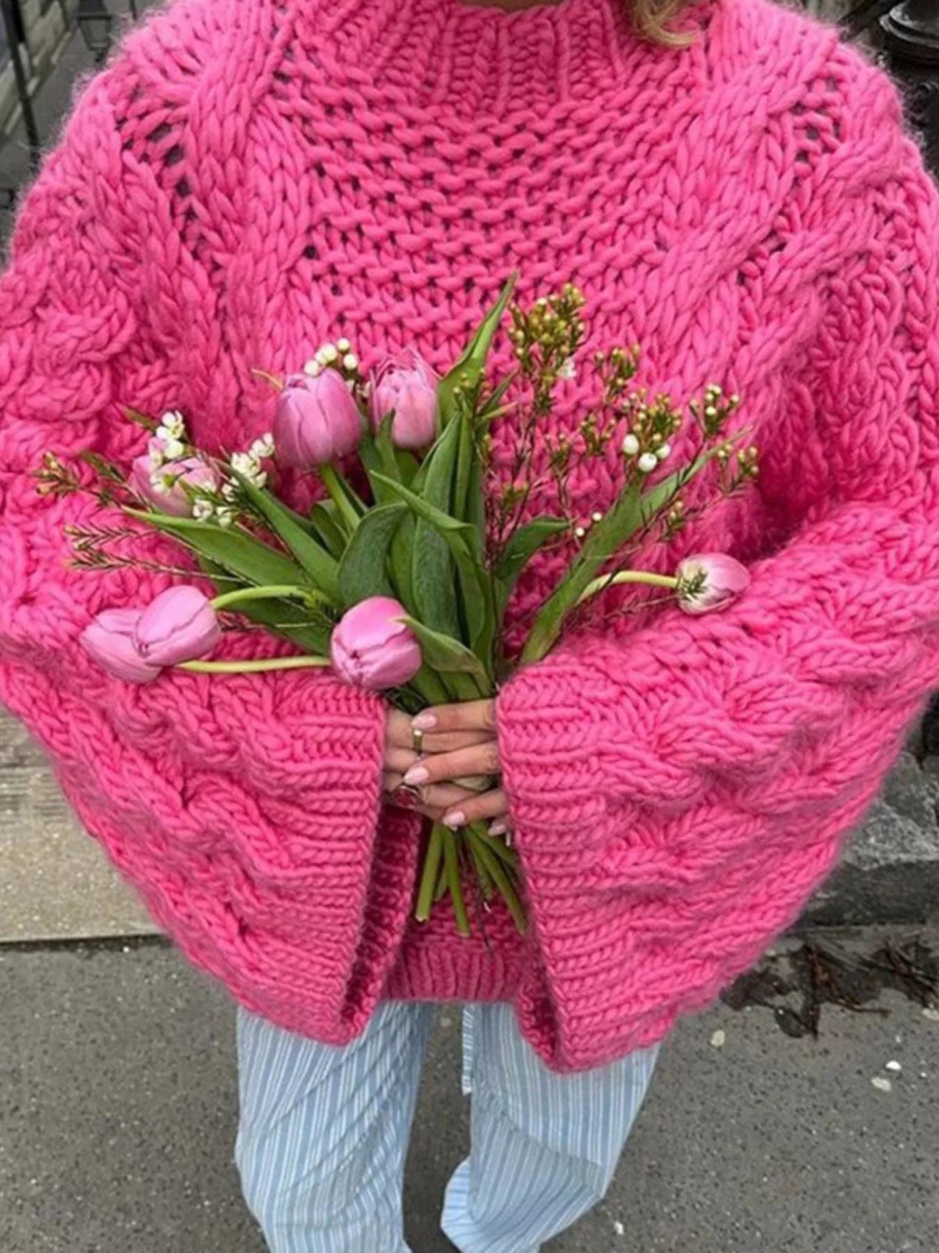 Cable Knit Oversized Sweater OutfitFlow