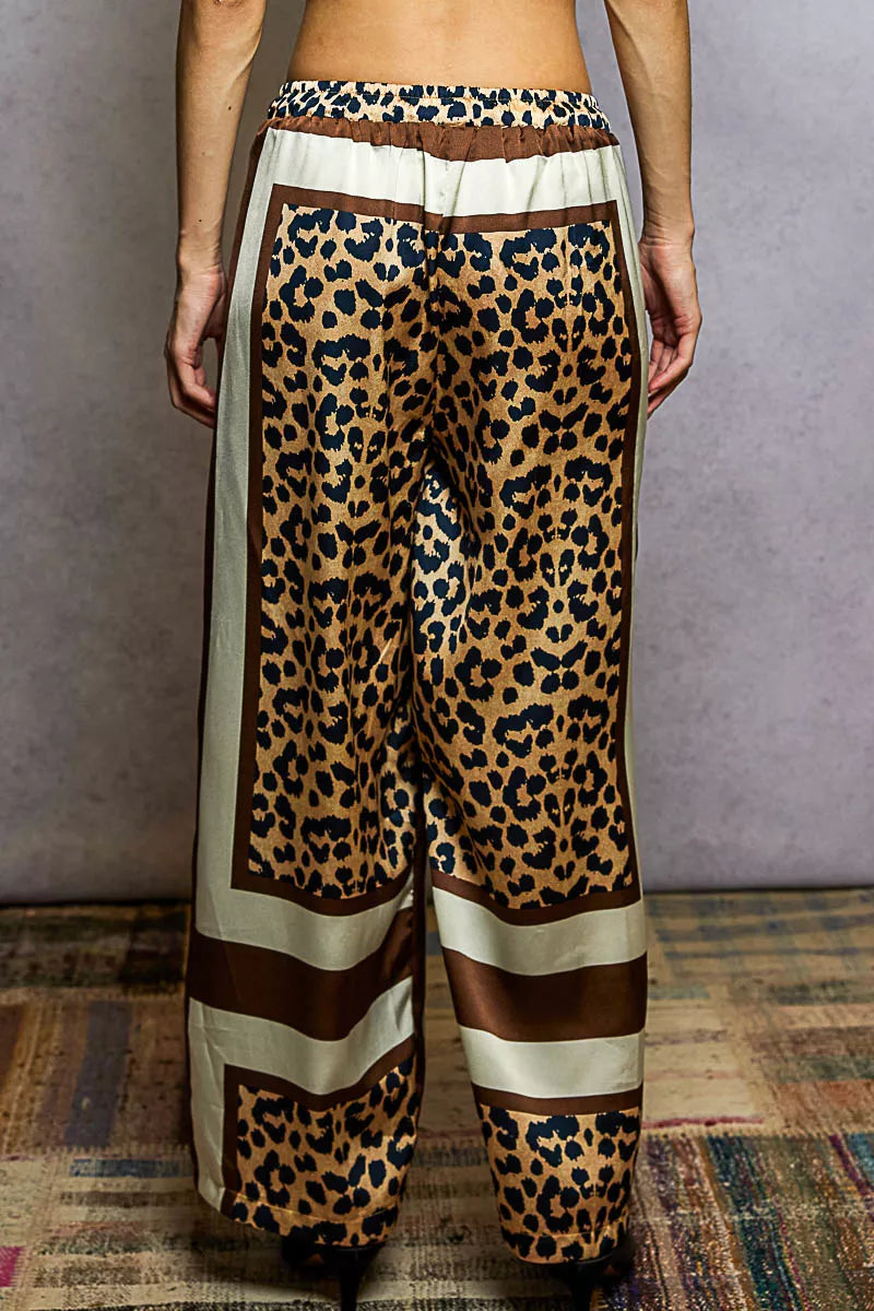 POL Leopard Printed Woven Wide Leg Drawstring Pants OutfitFlow