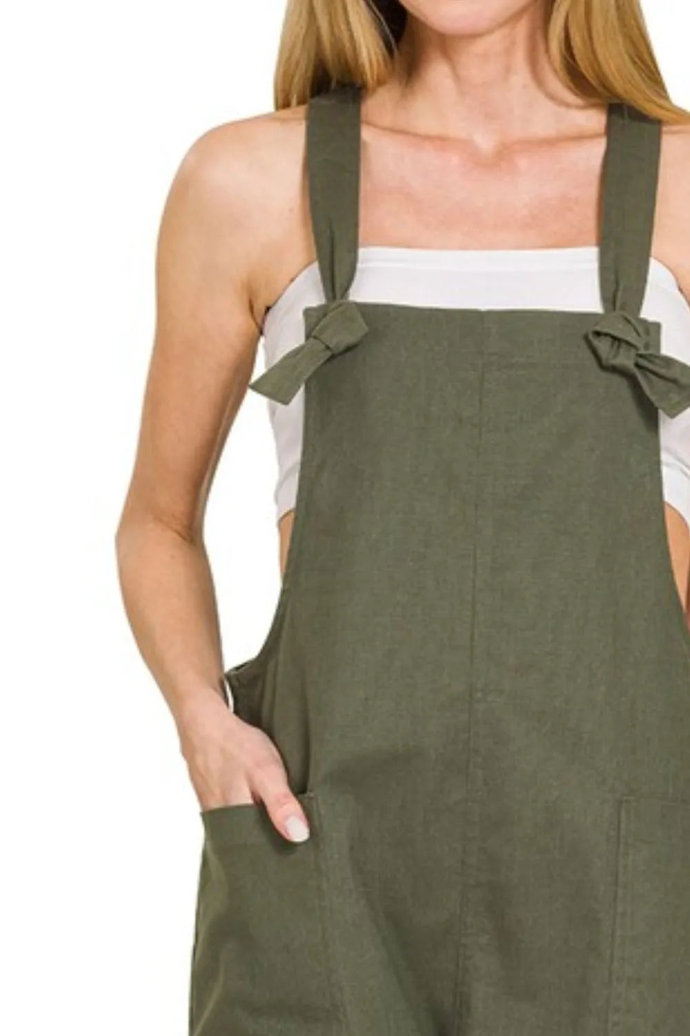 Zenana Woven Knot Strap Rompers OutfitFlow