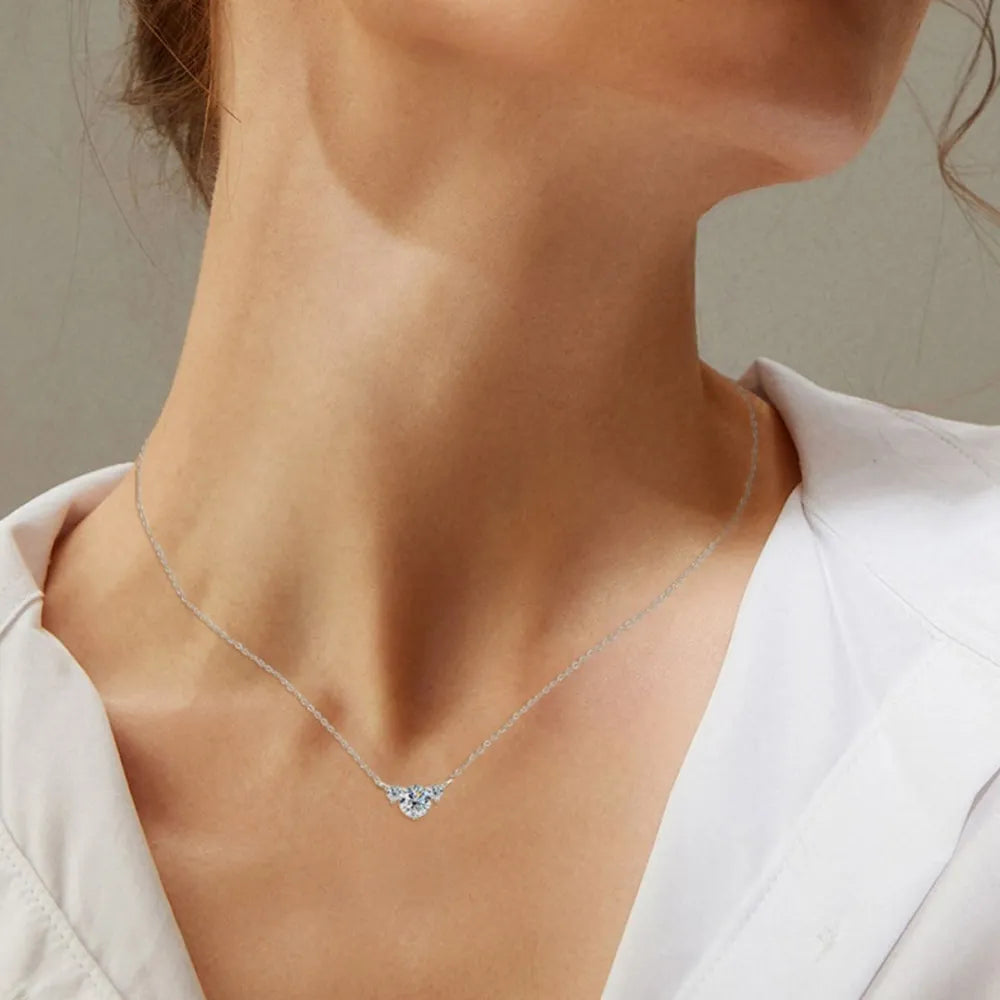 1.2 Carat Moissanite 925 Sterling Silver Necklace Silver One Size OutfitFlow
