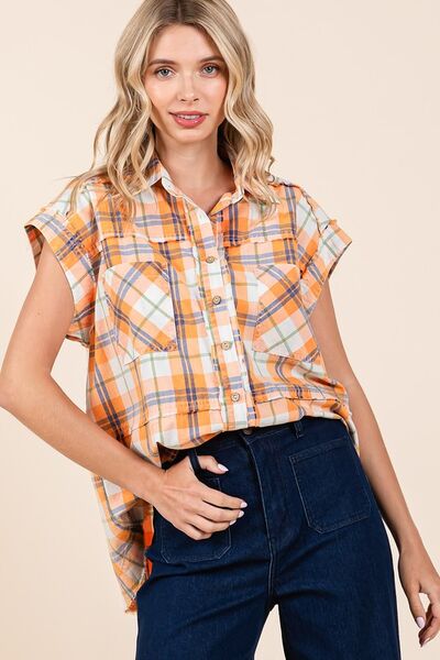 Mittoshop Mineral Wash Plaid Button Down Shirt OutfitFlow