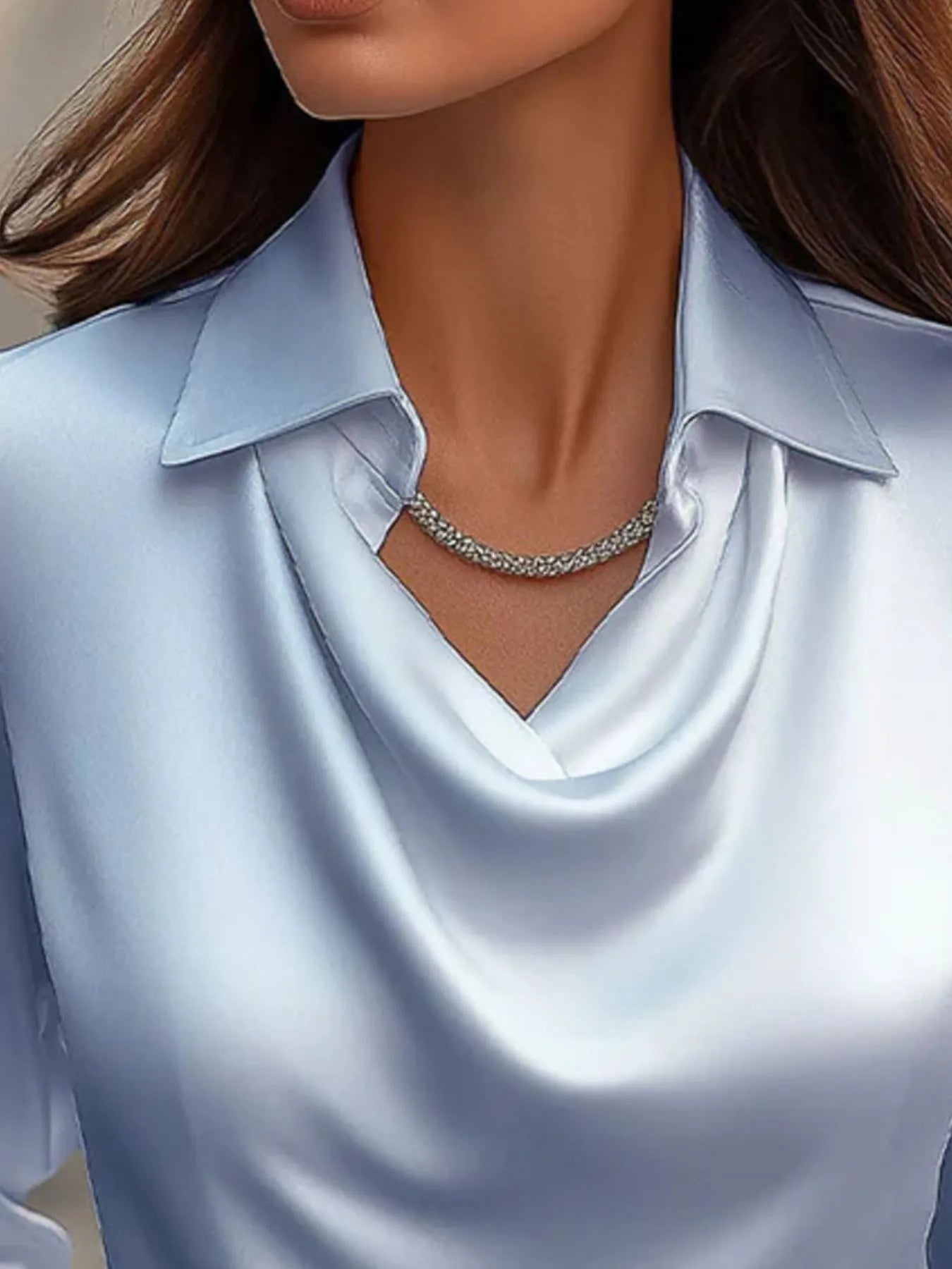 Full Size Collared Neck Long Sleeve Blouse Plus Size OutfitFlow