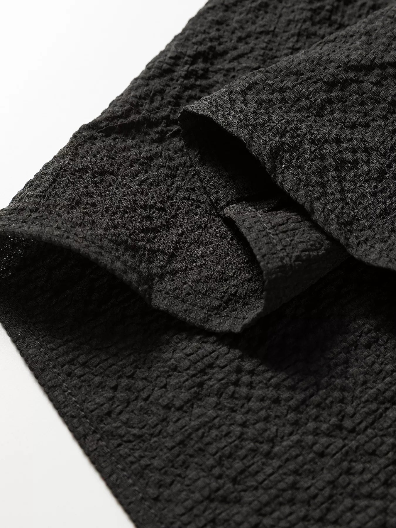 Color Block Patchwork Detail Textured Long Sleeve Blouse OutfitFlow