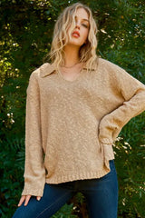 And The Why Textured Basic Collar Neck Sweater Pullover OutfitFlow