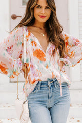 Outfit Flow - Printed Tie Neck Long Sleeve Blouse