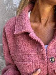 Full Size Single-Breasted Sherpa Shacket Plus Size OutfitFlow