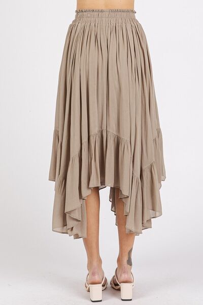 Mittoshop Handkerchief Hem Elastic Waist Pocket Midi Skirt OutfitFlow