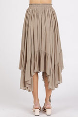 Mittoshop Handkerchief Hem Elastic Waist Pocket Midi Skirt OutfitFlow