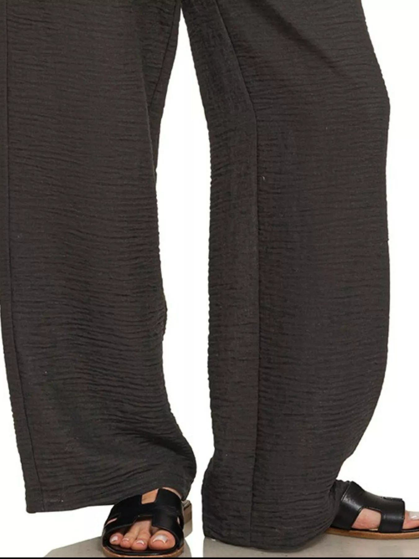 Zenana Woven Crepe Elastic Band Pants Trendsi
