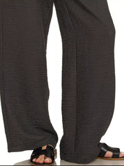 Zenana Woven Crepe Elastic Band Pants Trendsi