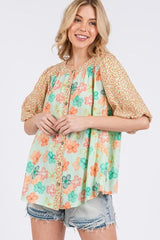 Button Down Bubble Sleeves Shirt OutfitFlow