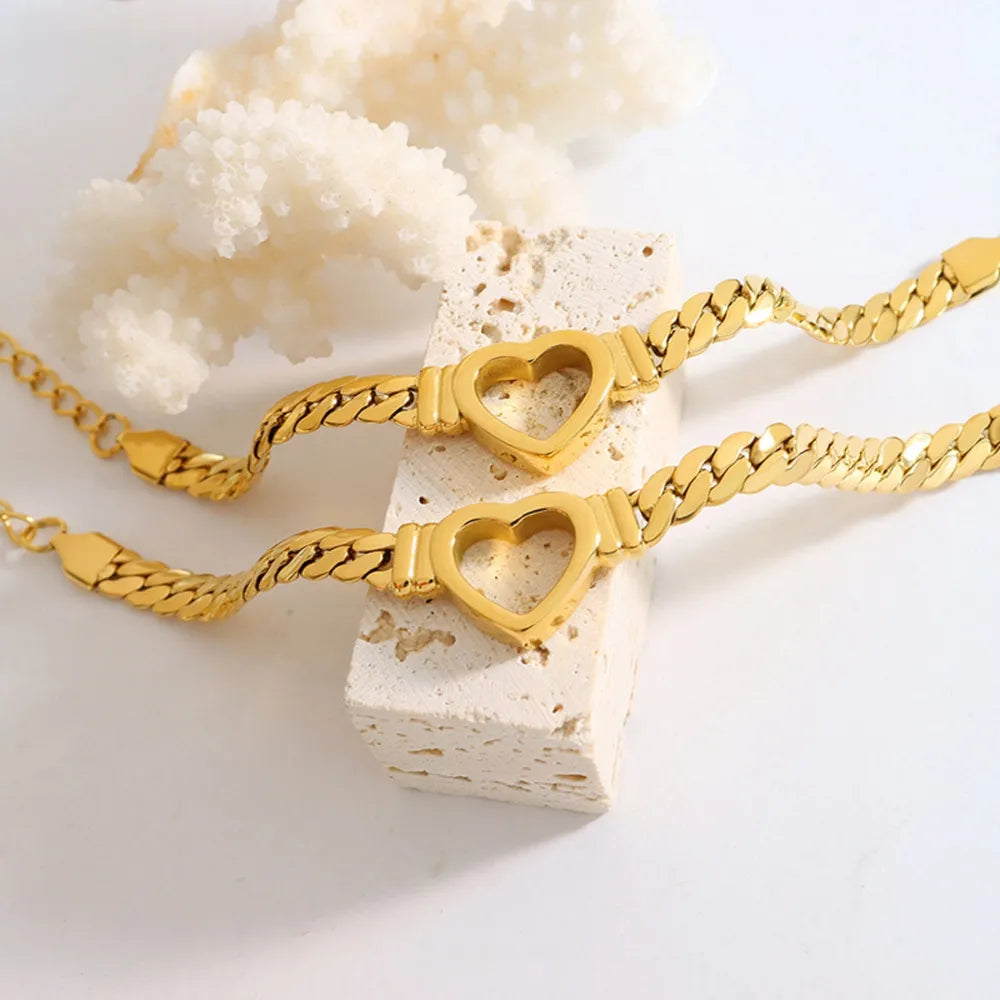 Titanium Steel Cutout Heart Bracelet OutfitFlow