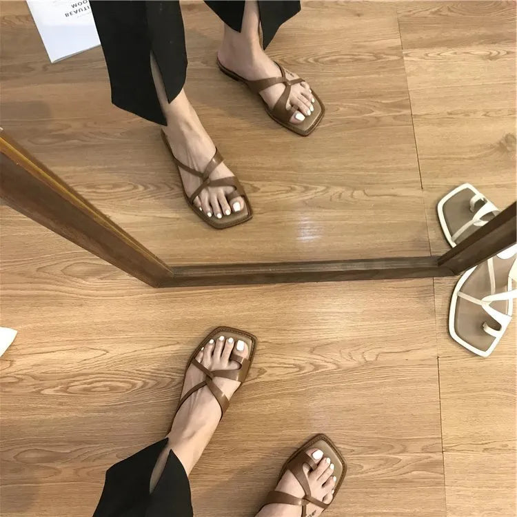 Toe Loop Flats Sandals OutfitFlow
