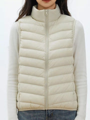 Quilted Zip Up Turtleneck Vest Coat OutfitFlow