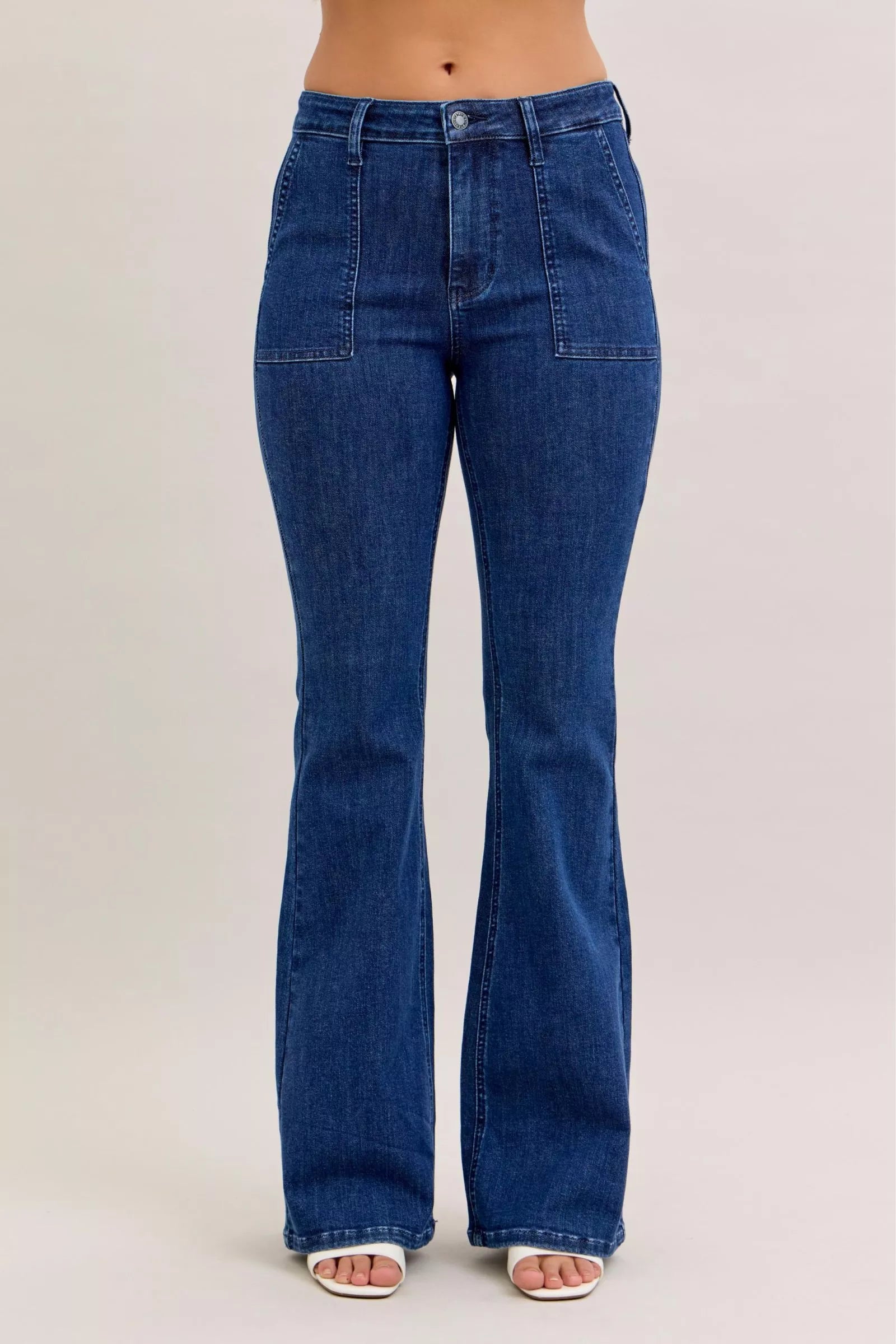 Judy Blue High Waist Flare Jeans with Front Patch Pockets DK Trendsi