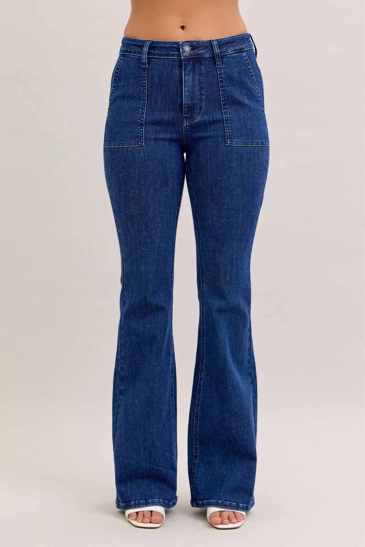 Judy Blue High Waist Flare Jeans with Front Patch Pockets DK Trendsi