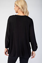 Outfit Flow - Celeste Full Size Notched Three-Quarter Sleeve Blouse