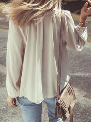 Floral Embroidered Textured Puff Sleeve Loose Shirt OutfitFlow