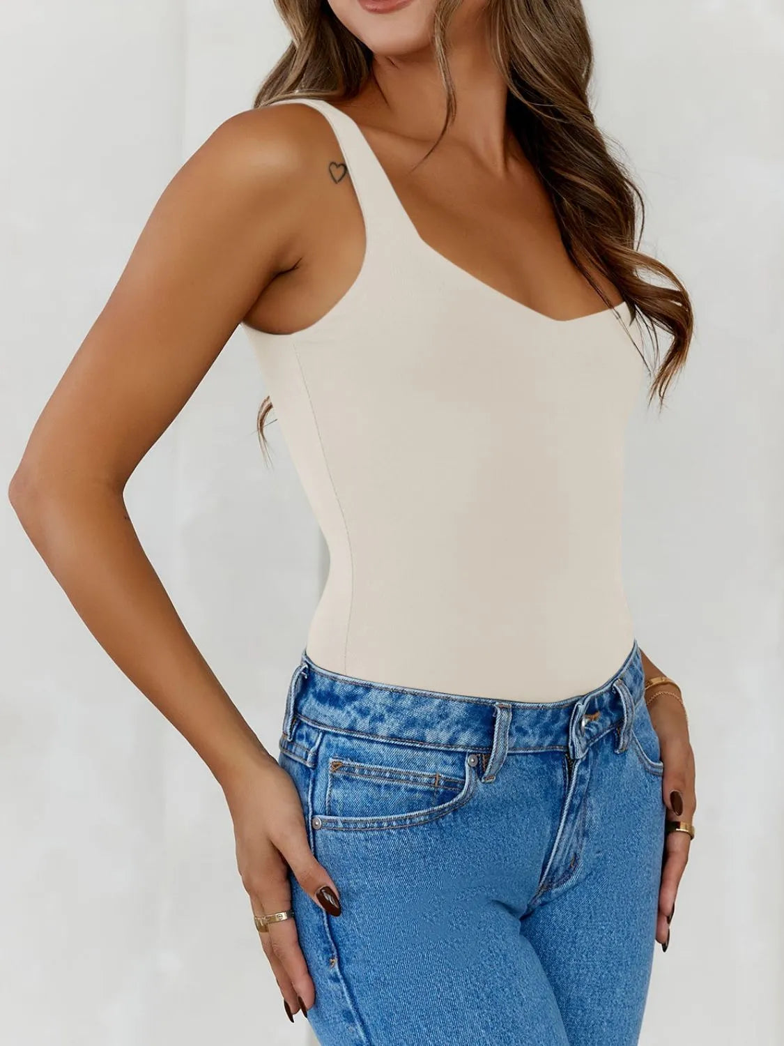 Solid Color Wide Strap Cami OutfitFlow