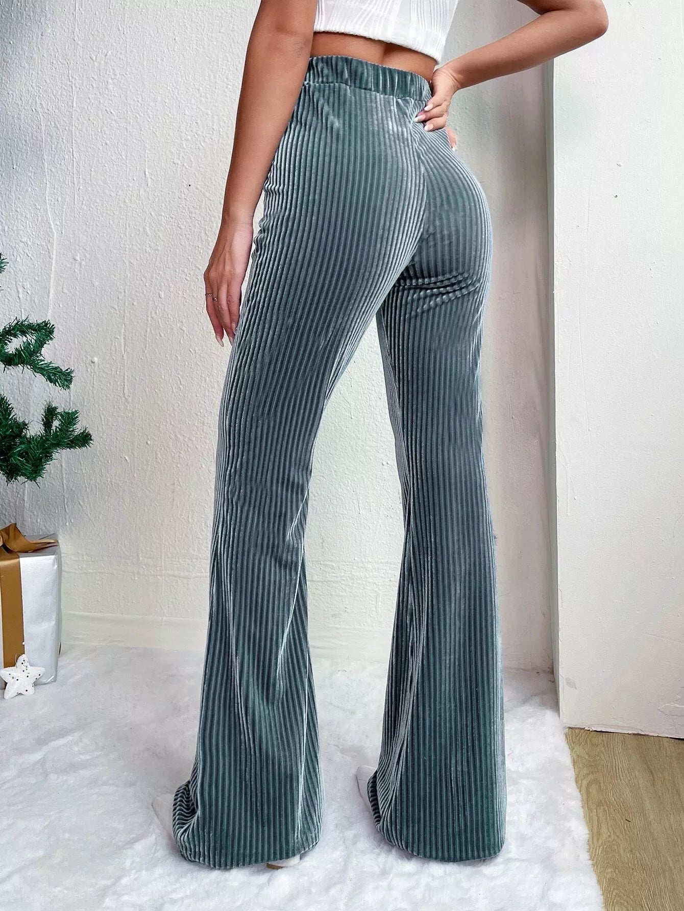 Corduroy High Waist Flare Pants OutfitFlow