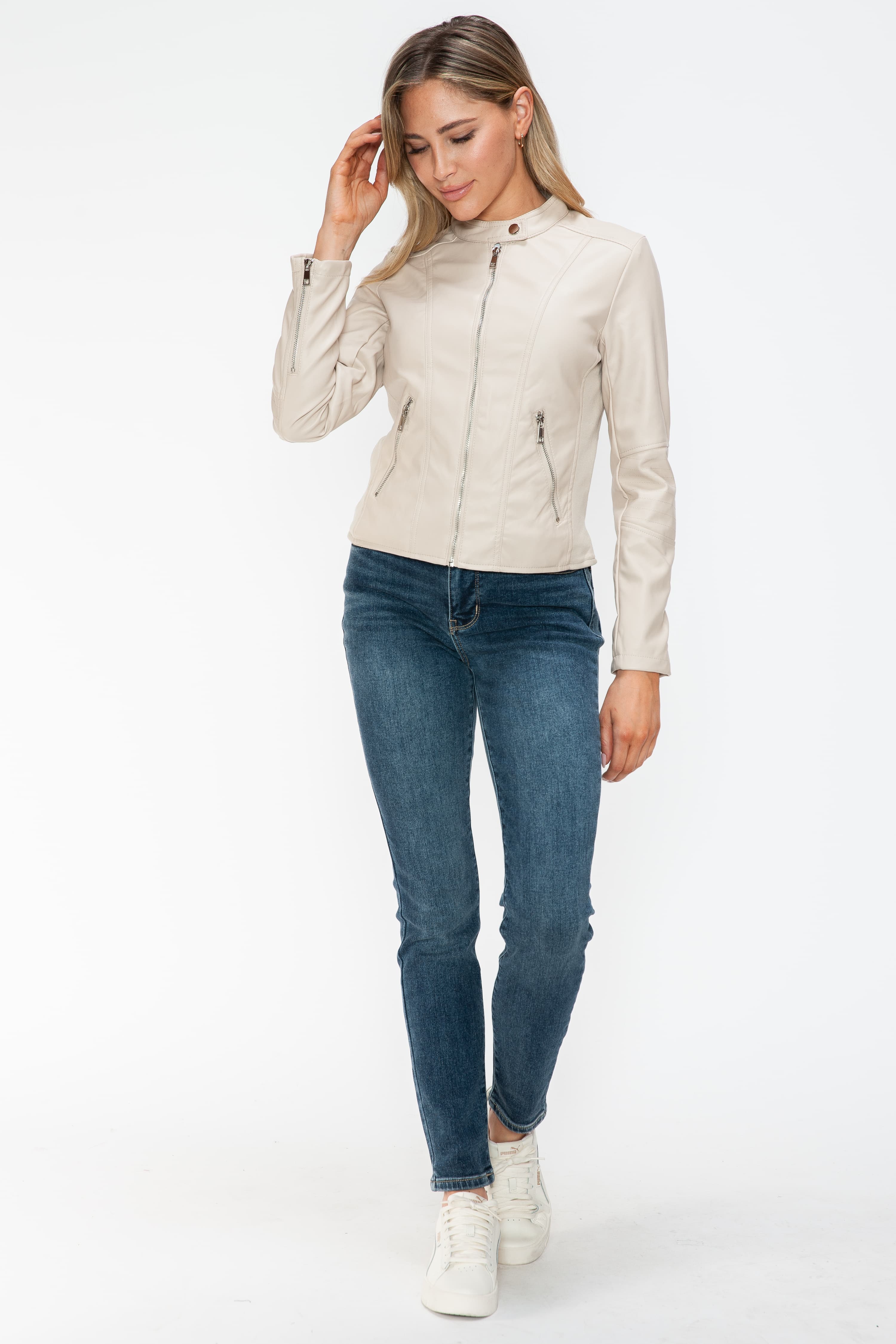 Outfit Flow - Snobbish PU Leather Zip Up Jacket with Pockets