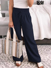 Outfit Flow - Full Size Drawstring High Waist Wide Leg Pants