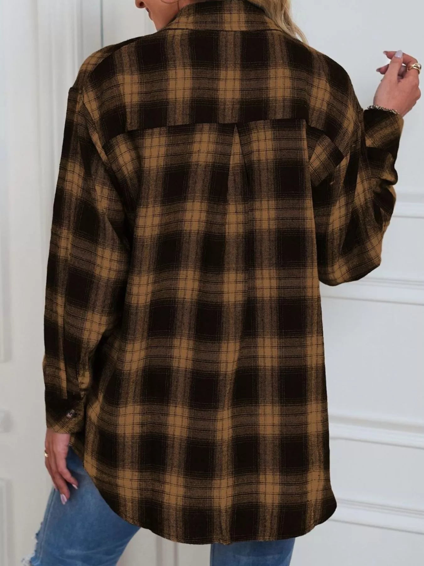 Casual Plaid Button Up Shirt Trendsi