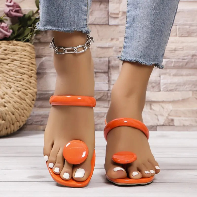 Jelly Ring Toe Sandals Orange OutfitFlow