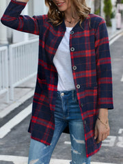 Plus Size Plaid Button-Down Longline Shirt OutfitFlow