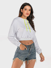 Outfit Flow - Perfee Drawstring Letter Long Sleeve Hoodie