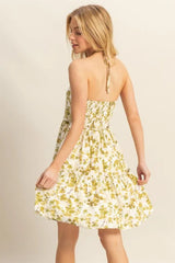 HYFVE Floral Print Halter Neck Tiered Mini Dress OutfitFlow