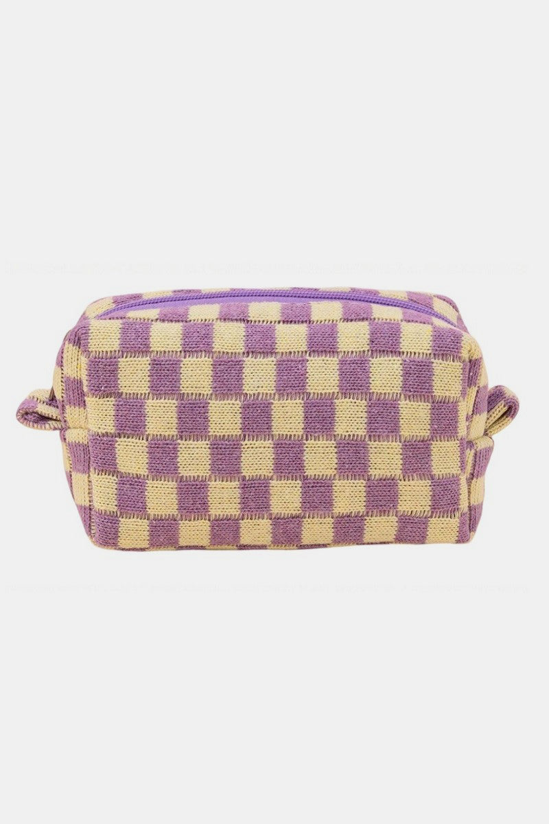 Outfit Flow - Zenana Checkered Pattern Knitted Cosmetic Pouch