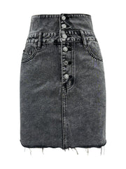 Outfit Flow - Raw Hem High Waist Denim Skirt