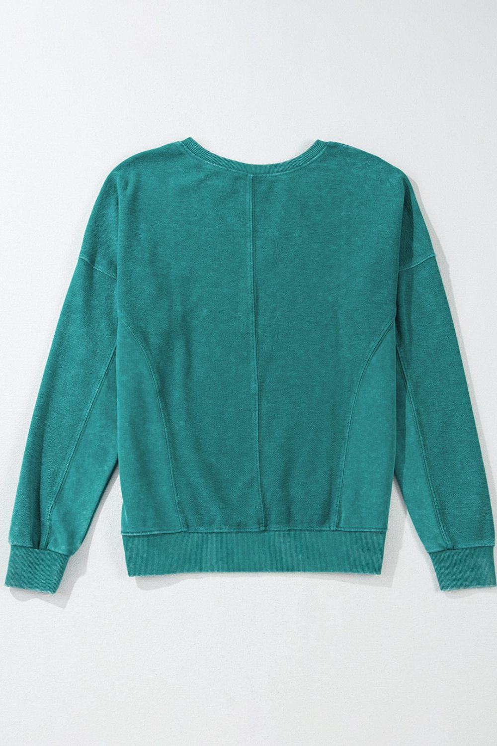 Notched Drop Shoulder Long Sleeve Sweatshirt OutfitFlow