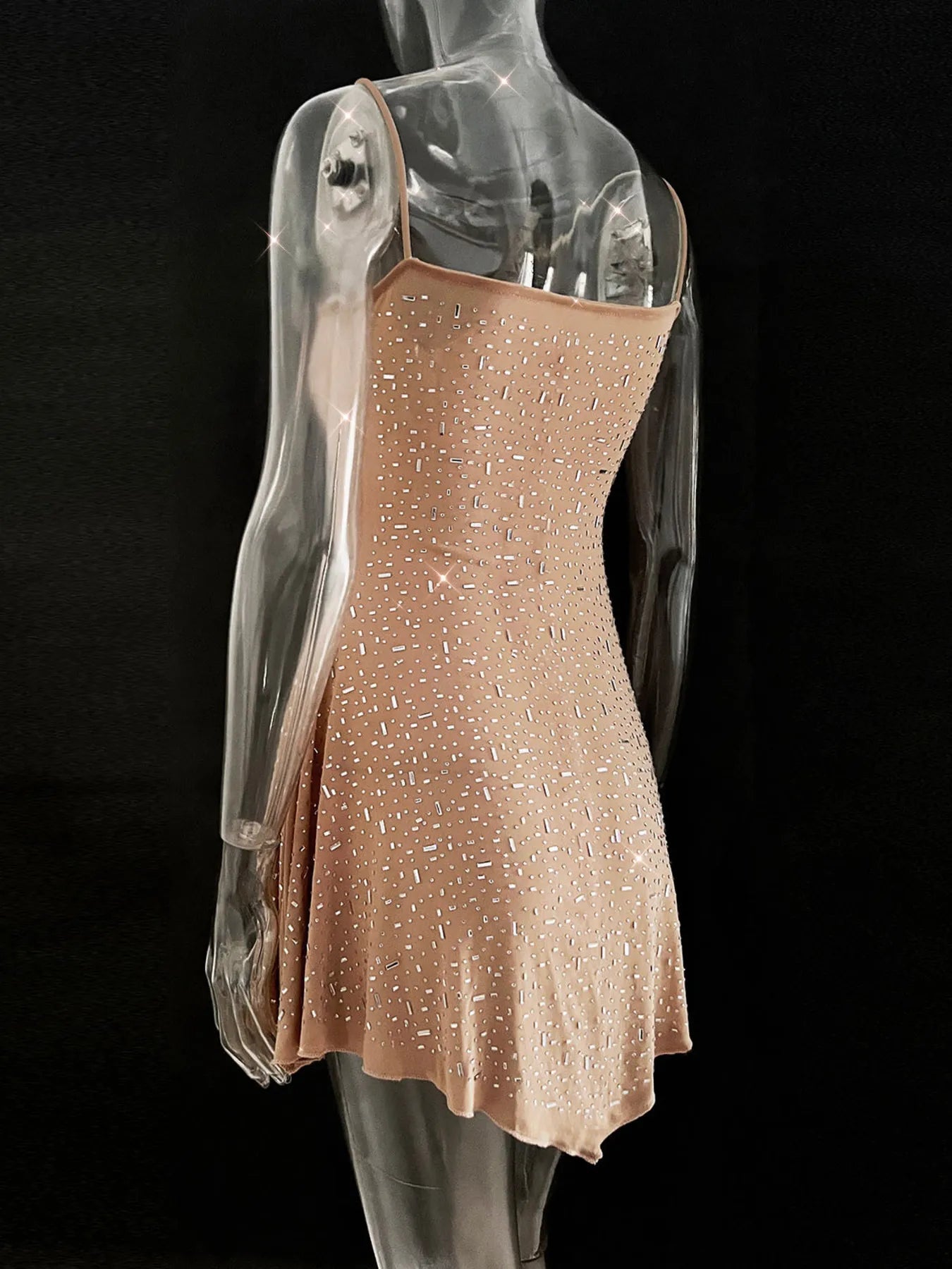 Rhinestone Decor Mini Cami Dress OutfitFlow