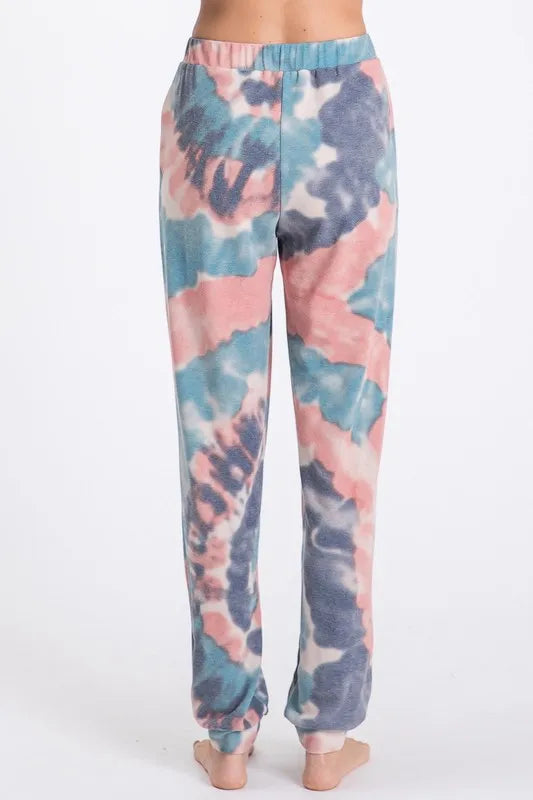 BiBi Tie Dye French Terry Casual Pants OutfitFlow