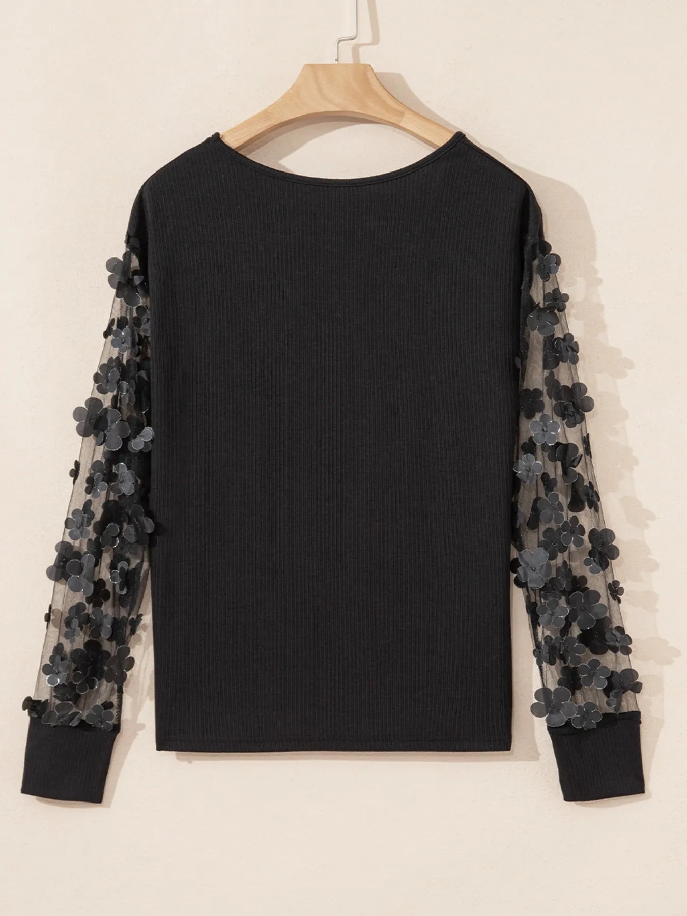 Flower Sheer Sleeve V-Neck Blouse OutfitFlow
