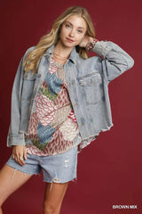 Umgee Boho Feather Print Peasant Blouse Trendsi