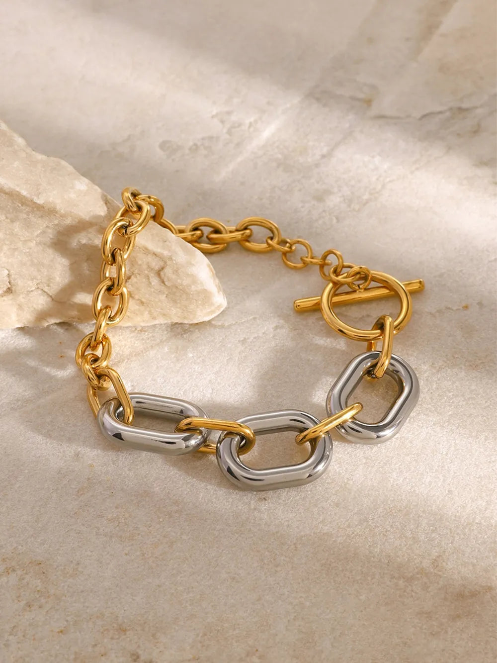 18K Gold-Plated Stainless Steel Chain Bracelet OutfitFlow