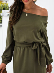 One Shoulder Tie Waist Dress OutfitFlow